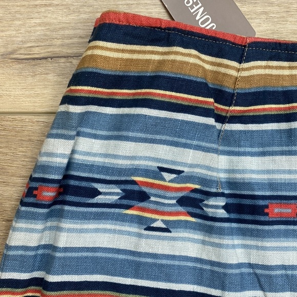 NWT Jones New York Linen Wrap Mini Skirt‎ Western Aztec Stripe Southwestern - Picture 7 of 14